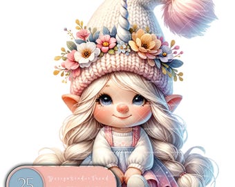 Unicorn Garden Gnome Clipart Bundle: Whimsical Spring PNG (Commercial Use)