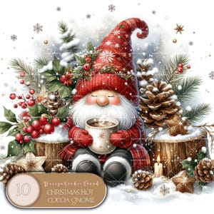 Enchanted Hot Cocoa Gnomes - Digital Clipart Collection for Hot Cocoa Enthusiasts - 10 pcs Clipart PNG - Commercial Use - Non Transparent
