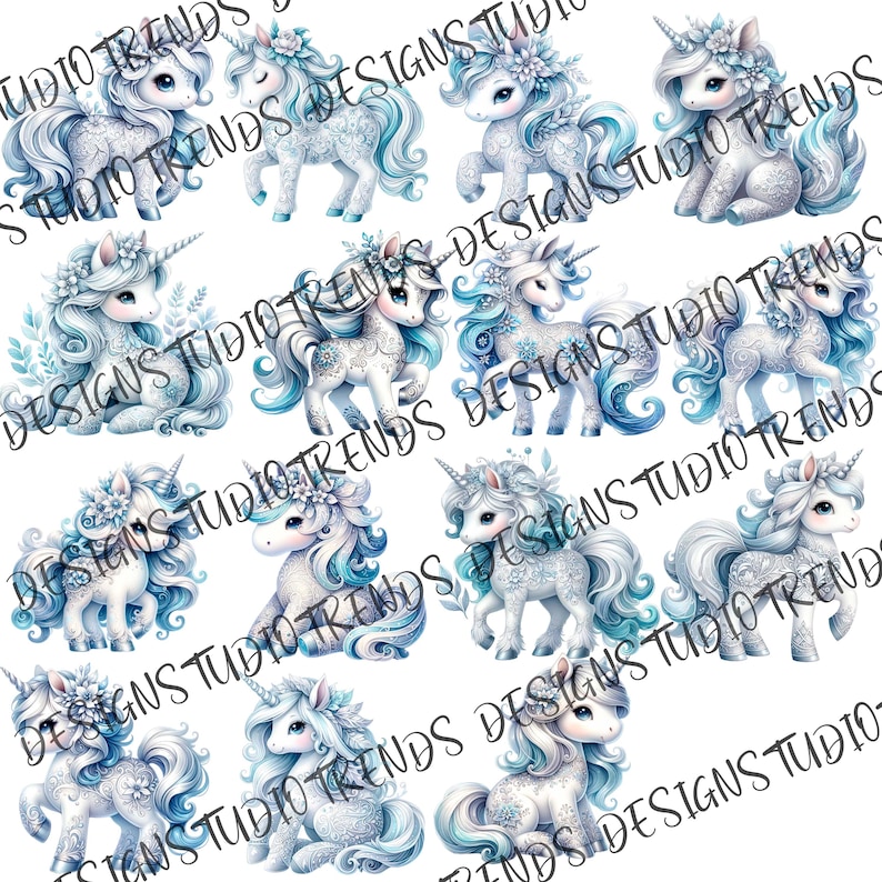 Winter Unicorn Clipart: 15 Enchanted Designs (commercial Use) - Etsy