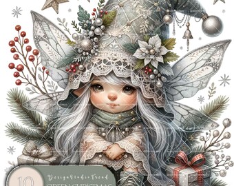 Green Fairy Gnome Clipart Set: 10 Magical Nursery Designs (Commercial Use)