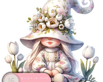 Tulpenfee-Gnom-Clipart: Florale Fantasy-PNG-Designs (Kommerzielle Nutzung)