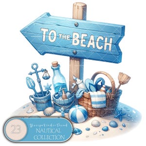 Verzauberte Seereise - Digital Watercolor Nautical Collection Clipart Bundle - Kinderzimmerdekor, Sublimationsdesigns