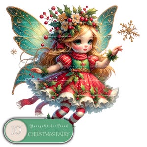 Enchanted Christmas Fairy Digital Designs - 10 Magical Winter Sublimation Art Prints for Commercial Use