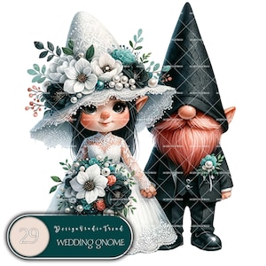 Verzauberte Hochzeits-Zwerge - 29-teiliges Sommer-Zwerg-Clipart-Set - Magische Kinderzimmerdekoration, Gute-Nacht-Freunde, Zwergenbewunderer, Sublimationsdesign