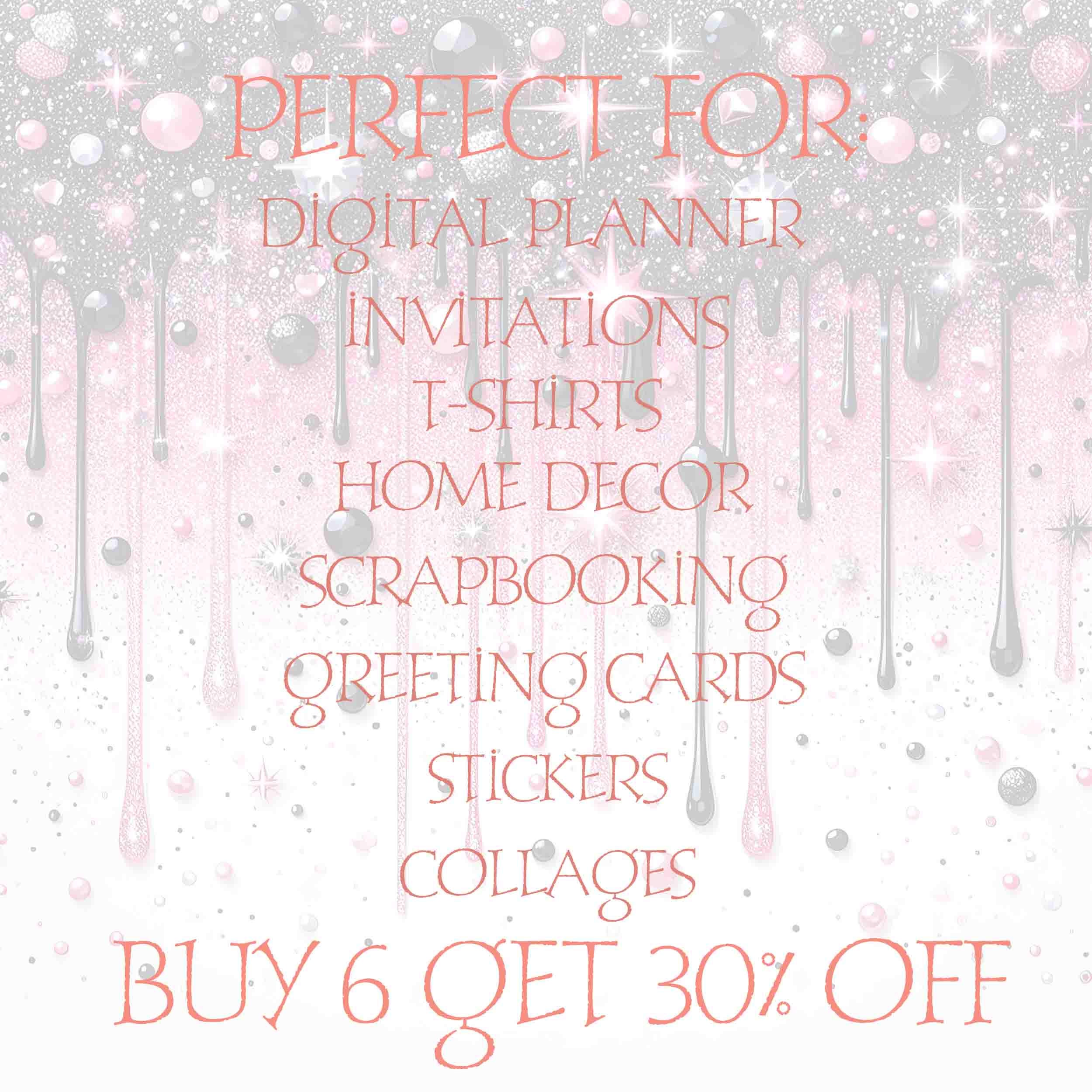 Pink & Black Dripping Glitter Digital Paper: Scrapbook Backgrounds ...