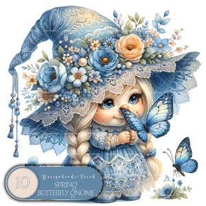 Nain papillon bleu enchanté - 10 motifs floraux fantastiques pour une sublimation et des créations printanières - Non transparent - Usage commercial