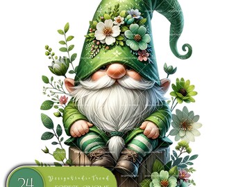Enchanted Forest Gnome Clipart: Whimsical Woodland PNG Bundle (24 pcs)