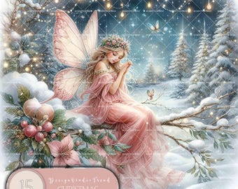 Pink Fee Clipart Set: Winter Wonderland Designs (digitaler Download)