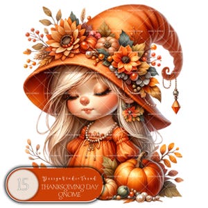 Clipart di gnomi del Ringraziamento: 15 fantasiosi design autunnali (download digitale)