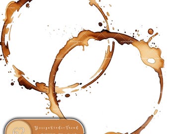 Imágenes prediseñadas de manchas de café: 62 diseños rústicos de papel digital (uso comercial)