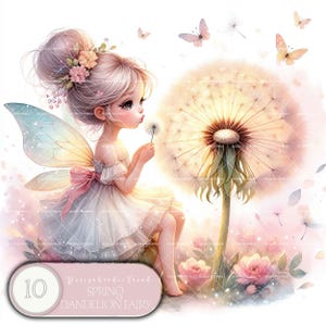 Fada dente-de-leão caprichosa da primavera - 10 designs florais de fantasia para decoração de berçário - Não transparente - Uso comercial - Chá de bebê e artesanato faça você mesmo
