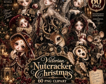 Victorian Nutcracker Christmas Clipart: 60 Transparent PNG Holiday Graphics