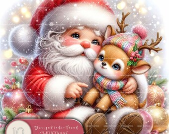 Weihnachtsmann- und Rentier-Cliparts: 10 festliche Weihnachtsmotive (Kommerzielle Nutzung)