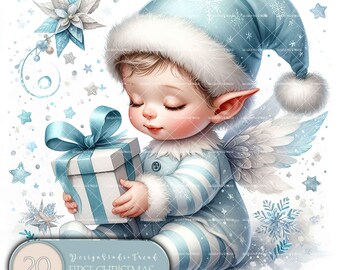 Cliparts zum ersten Weihnachtsfest für einen Jungen: Winterwunderland-Kinderzimmerdesigns (PNG)