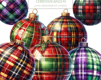 Tartan Plaid Christmas Ball Ornaments Clipart – Nursery & Baby Shower Décor (Commercial Use)