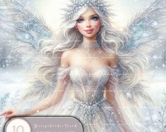 Winter Fairy Clipart Set: Frosty Wonderland Designs (Commercial Use)