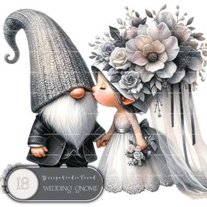 Verzauberte Hochzeits-Zwerge - 18-teiliges Sommer-Zwerg-Clipart-Set - Magische Kinderzimmerdekoration, Gute-Nacht-Freunde, Zwergenbewunderer, Sublimationsdesign