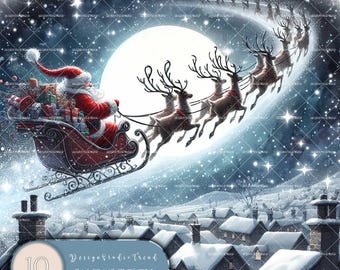Santa&#39;s Schlitten Clipart: 10 festliche Weihnachtsmotive (Kommerzielle Nutzung)