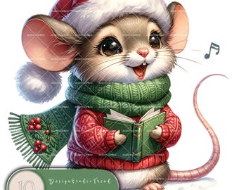 Christmas Baby Mice Clipart: Holiday Designs for Sublimation (Commercial Use)