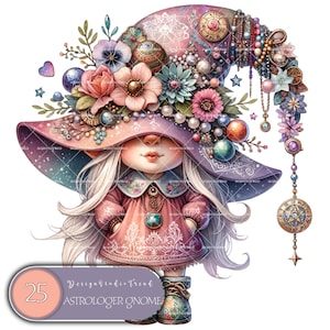 Mystischer Astrologen-Tierkreis-Wichtel-Clipart-Sammlung - 25 PNG-Illustrationen - Kinderzimmerdekor, Bettzeitbegleiter, Sublimationsdesigns
