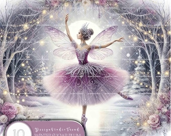 Sugar Plum Fairy Ballerina Clipart: Winter Nursery Decor (10 PNG)