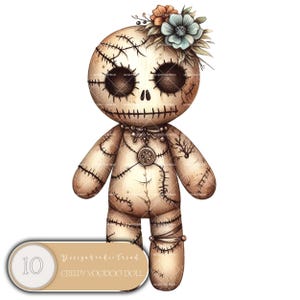 Voodoo Doll Clipart: Spooky Halloween PNG Ephemera (Digital Download)