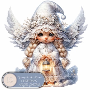 Paquete de imágenes prediseñadas de gnomo ángel navideño: diseños extravagantes de invierno: paquete de 10 imágenes prediseñadas PNG de sublimación de invierno: uso comercial