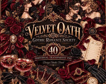 Velvet Oath Gothic Romance Society Clipart - 40 PNG Victorian Gothic Art