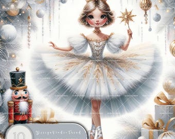 Nutcracker Ballerina Clipart: Christmas PNG Illustrations (Commercial Use, Digital Download