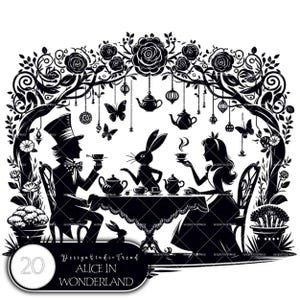 Pacchetto di clipart PNG SVG EPS di Alice nel Paese delle Meraviglie - Grafica di fiabe per Cricut, Silhouette, utilizzo in sublimazione - Licenza estesa inclusa
