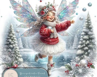 Snowflake Fairy Clipart: 15 Whimsical Designs (Digital Download)