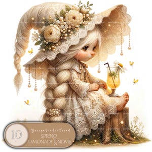 Frühlings Lemonade Gnom - 10 Stück Floral Schmetterling Fantasy Designs für Sublimation und Frühlingskreationen - Nicht transparent - Kommerzielle Nutzung