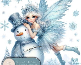 Snowman Fairy Clipart: Winter Wonderland Designs (Commercial Use)