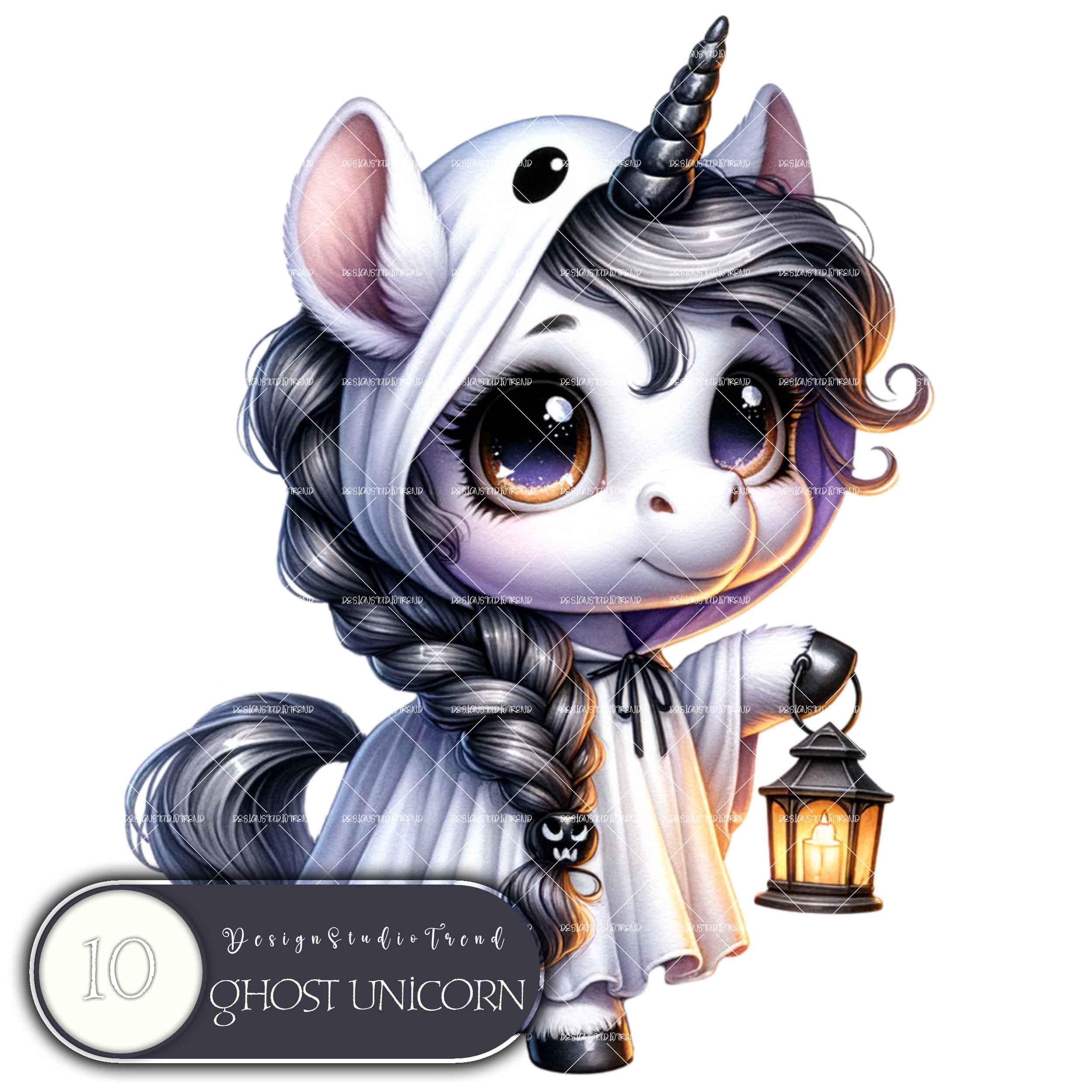 Ghost Unicorn Clipart: 10 Magical Halloween Pngs (commercial Use) - Etsy