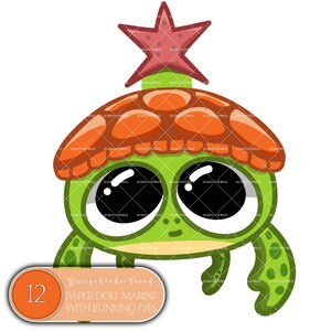 Papieren pop-set interactieve zeedieren - 12 oceaanfiguren met knipperende ogen - Creatieve afdrukbare speeltijd voor kinderen - Educatief papieren speelgoed