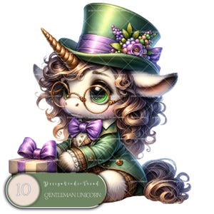 Victoriaanse Whimsy Unicorn-clipart - 10 herenontwerpen voor sublimatie, knutselen en magische creaties - commercieel gebruik