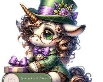 Victorian Gentleman Unicorn Clipart: Whimsical Designs (Commercial Use)