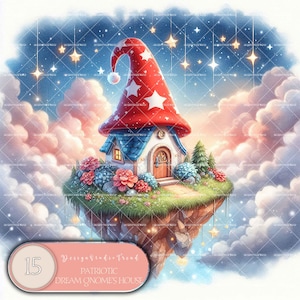 Clipart della casa del gnomo del sogno patriottico - 15 deliziosi PNG Baby Showers Nursery Decor Progetti creativi - Download digitale - Non trasparente