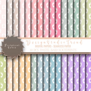 30pcs Adorable Baby Pastel Digital Papers -Seamless Patterns for Nursery Decor- Seamless Scrapbook Patterns in Neutral Colors-Commercial Use