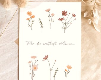 Hand-painted postcard for Mother’s Day “For the world’s best mom” DIN A6, gift