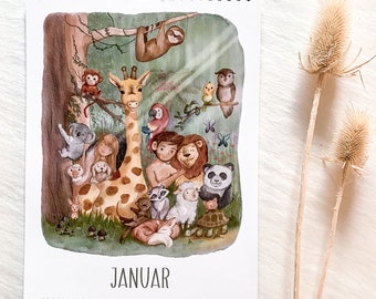 Bible calendar for children, annual, scenes and stories from the Bible, self-illustrated, Christian, wall calendar, DIN A4, gift