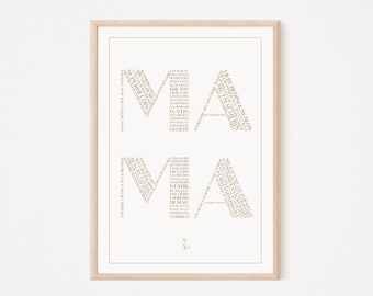 Hand-painted poster for Mother’s Day “MAMA” DIN A4, gift