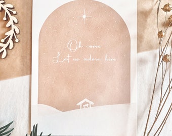 Christmas card: Let us adore him / Come let us adore him, Christian, gift, DIN A6