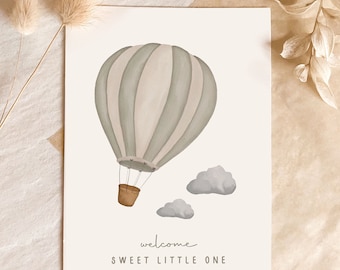 Hand-painted birth card “Welcome sweet little one” DIN A6, gift for birth