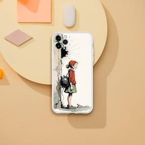 coque tendance,phone case with The little bombshell hood design, Unique Little Bombshell Hood Phone Case, Fashionable Artistic iPhone Cover, Modern and Trendy Protective Sleeve