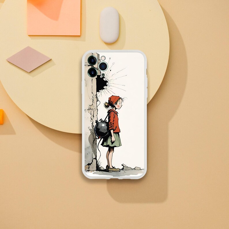 coque tendance,phone case with The little bombshell hood design, Unique Little Bombshell Hood Phone Case, Fashionable Artistic iPhone Cover, Modern and Trendy Protective Sleeve