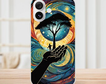 iPhone-skal "Heritage - Universum i min hand" – Kosmiskt träd och mänsklig koppling, konstnärligt telefonskal