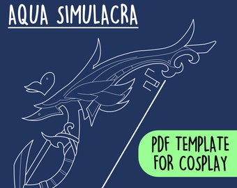 Aqua Simulacra - Life size drawing for making costumes and cosplay with guide in Italian and English - Instant download