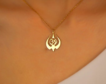 14K Solid Gold Om Pendant, Real Gold Om Necklace, Spiritual Gift, Yoga Teacher Gift, Symbolic for Buddhist Friend, Gold Aum Charm for Mother