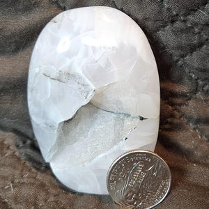 Pink Mangano Calcite Palmstone with Druzy  (UV Reactive)